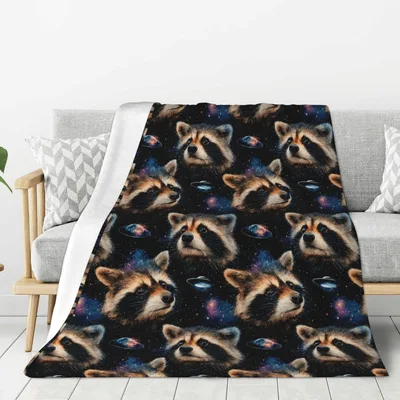 Space Raccoon Blanket: Galaxy Print for Cozy Nights
