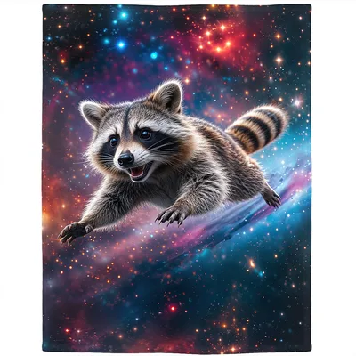 Raccoon Galaxy Space Animal Blanket