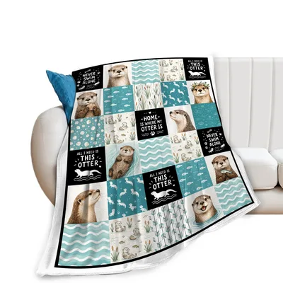 Otter Patchwork Blanket for Otter Lovers and Animal Fans
