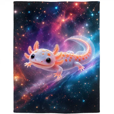 Cosmic Axolotl Blanket for Animal Lovers and Dreamers