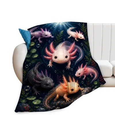 Axolotl Underwater Design Blanket: Cute Amphibian Art for Pet Lovers