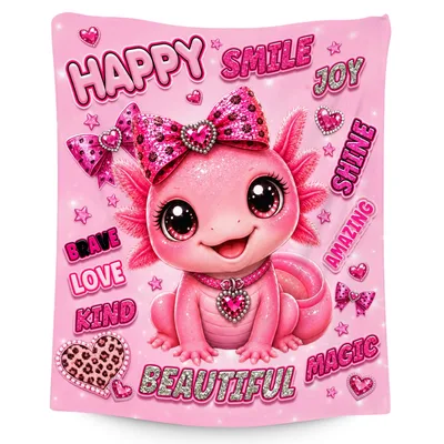 Girly Axolotl Blanket for Sweet, Happy Days