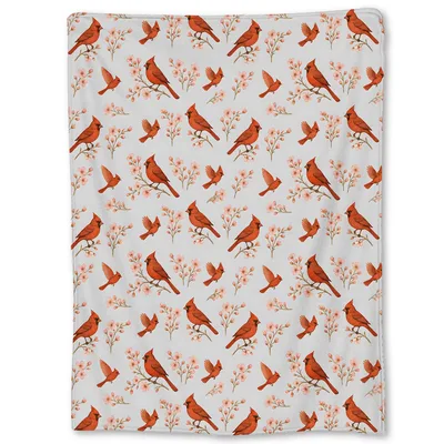 Red Cardinals with Cherry Blossoms Blanket for Cozy Days
