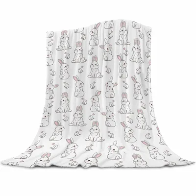 Cute Rabbit Blanket with Pink Bunny Pattern for Gifts