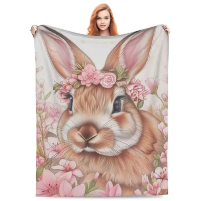 Pink Flower Bunny Blanket for Cozy Days and Gifts
