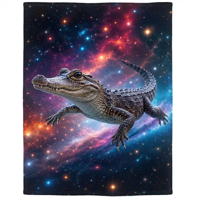 Space Crocodile Blanket for Animal Lovers and Dreamers