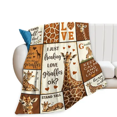 Giraffe Quilt Pattern Blanket featuring a collage of giraffes