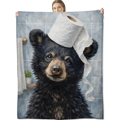 Bear with Toilet Paper Blanket: Funny Black Bear Art