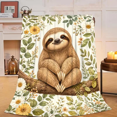 Sloth Resting on Branch Blanket for Cozy Days and Slow Mornings