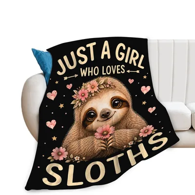 Sloth Flowers Hearts Blanket: A Cozy Sloth Throw for Animal Lovers