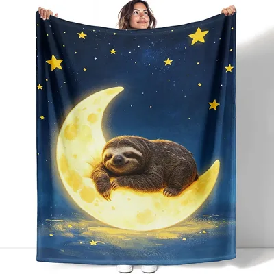 Sloth on the Moon Blanket: Sleepy Stars and a Calm Night