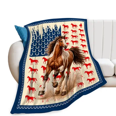 Galloping Horse American Flag Blanket featuring a paint horse