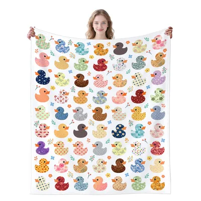 Patchwork Rubber Ducks Pattern Blanket: Quilted Style Duck Print