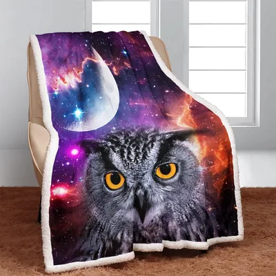 Owl Galaxy Blanket: A Wide-Eyed Night Sky Throw