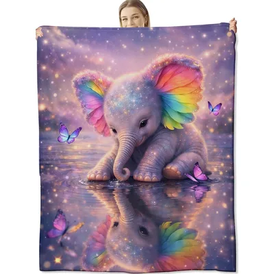 Baby Rainbow Elephant Blanket for Dreamy Days