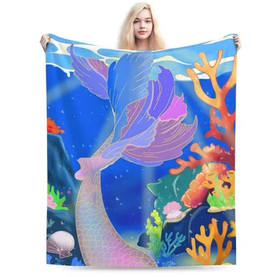 Coral Reef Ocean Blanket with a Mermaid Tail