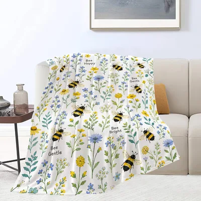 Bee Happy Bee Gentle Blanket: Bees and Wildflowers