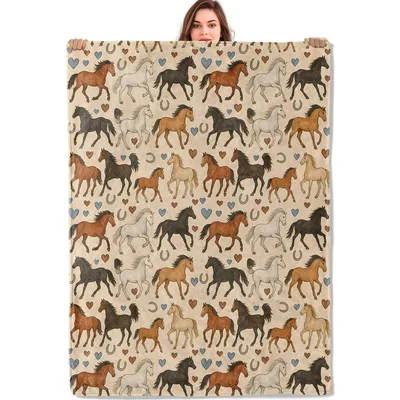 Horse Pattern Blanket for Horse Lovers and Riders