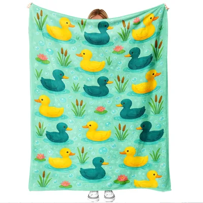 Rubber Ducks in Teal Blanket for Cozy Days and Gifts