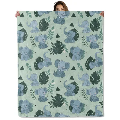 Elephant Jungle Pattern Blanket for Animal Lovers