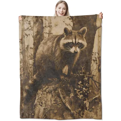 Raccoon Woodland Wildlife Blanket for Animal Lovers
