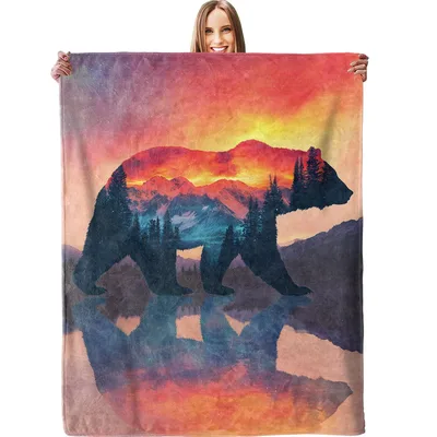 Nature Bear Blanket: Sunset Mountain Bear Design