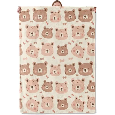 Cute Bear Faces Pattern Blanket: Soft Bear Print for Cozy Days