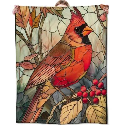 Stained Glass Bird Blanket: A Cardinal Throw for Cozy Nights