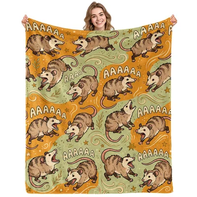 Screaming Opossums Pattern Blanket: AAAAAA Yelling Possum Design
