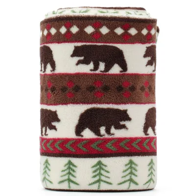 Brown Bears and Pine Trees Blanket: Forest Pattern Throw
