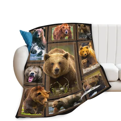 Bears Collage Photo Blanket featuring framed grizzly bear portraits