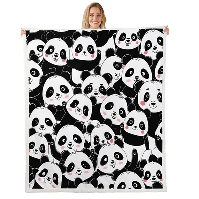 Kawaii Panda Pattern Blanket: Cute Cartoon Pandas for Kids and Teens