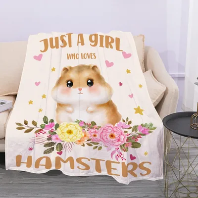 Just a Girl Who Loves Hamsters Blanket with Cute Rodent Art