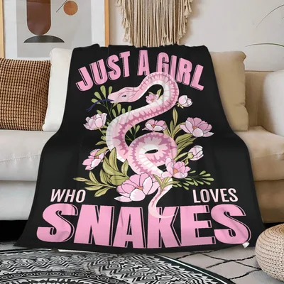 Just a Girl Who Loves Snakes Blanket: Pink Snake & Floral Design