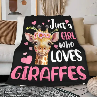 Just a Girl Blanket for Giraffe Lovers