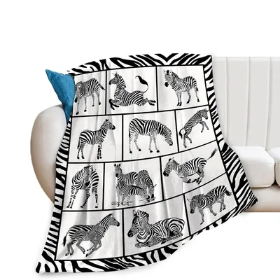 Zebras in Grid Frames Blanket: Bold Zebra Art for Animal Lovers