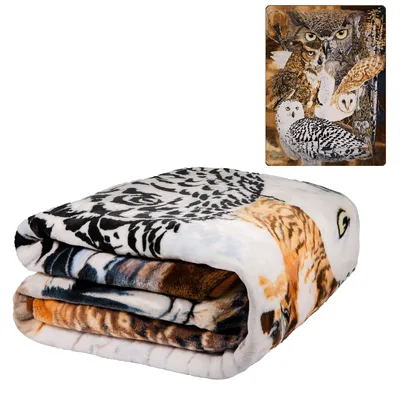 Owls and Animal Print Blanket: A Wild Owl Collage Design