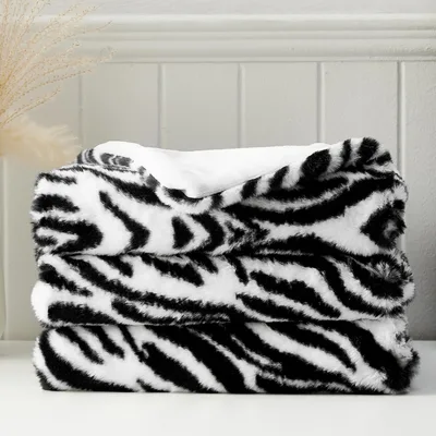 Zebra Stripe Faux Fur Blanket: Bold Black and White Animal Print