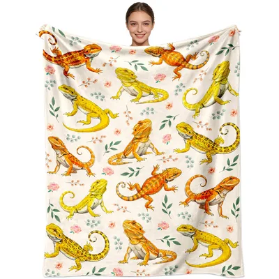 Cute Lizards and Flowers Blanket