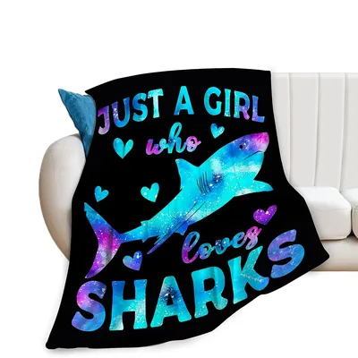 Just a Girl Who Loves Sharks Blanket with Galaxy Print