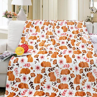 Capybaras Among Flowers Pattern Blanket for Cozy Animal Lovers