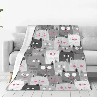 Grey Cats Pattern Blanket: A Cute Feline Design for Cozy Days
