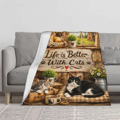 Life Is Better Blanket: Life is Better With Cats Design