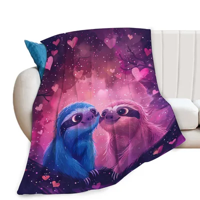 Two Sloths in Love Blanket: A Cosmic Couple Embracing