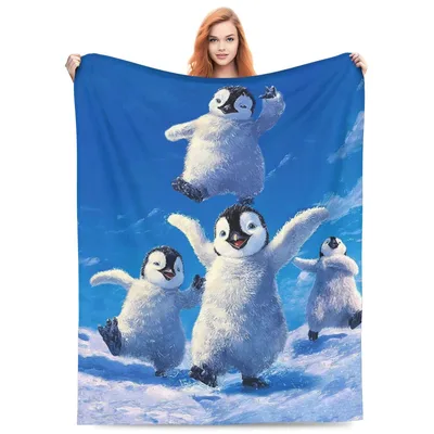 Penguin Chicks in Snow Blanket: Fluffy Penguins Dancing on Ice