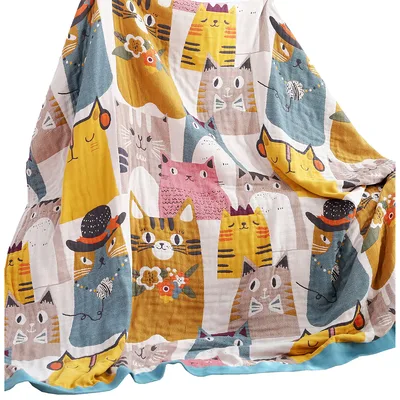 Cute Cats Pattern Blanket: Whimsical Feline Art for Your Sofa