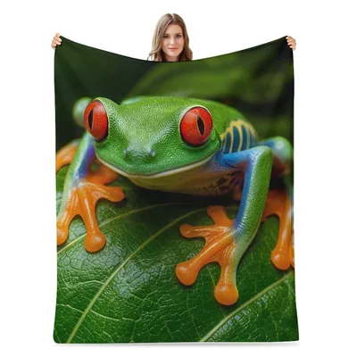 Red Eyed Tree Frog Photo Blanket: Vibrant Amphibian Design