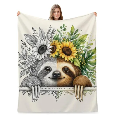 Sloth with Sunflowers Blanket: A Creative Artistic Design
