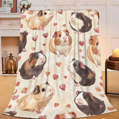 Guinea Pigs with Hearts Blanket: Adorable Rodent Art for Cavy Lovers