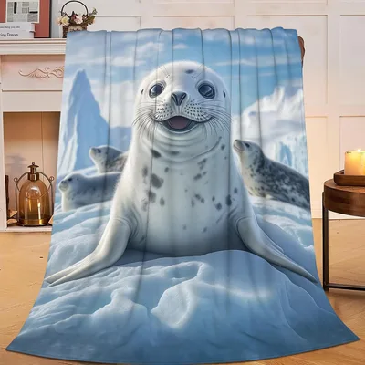 Seal Resting on Ice Blanket: Cute Spotted Seal Design